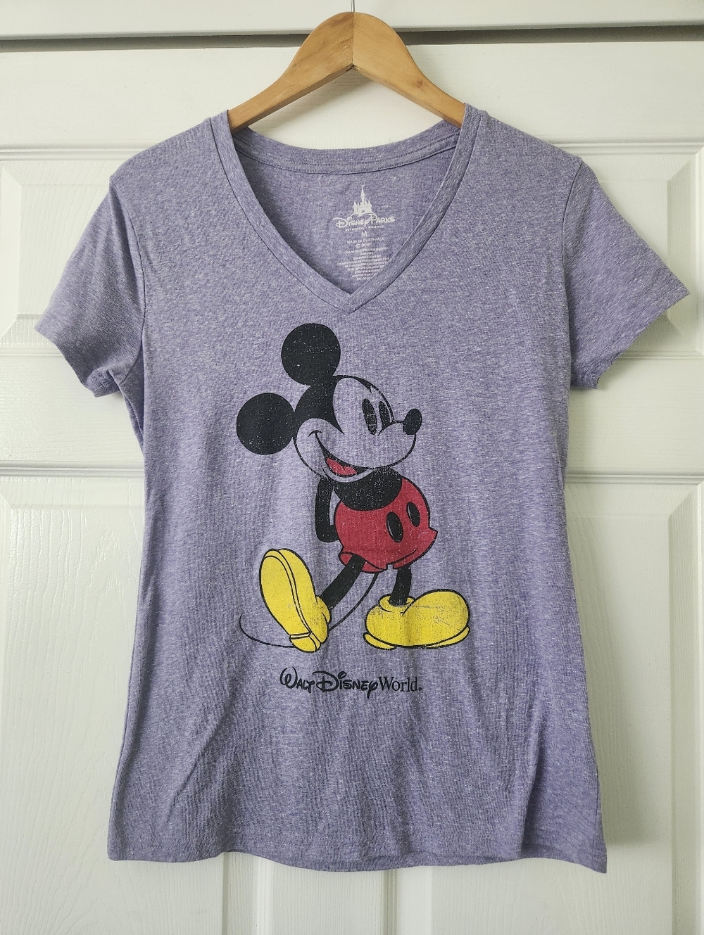 Disney Purple V-Neck Tee with Mickey - Women's Medium